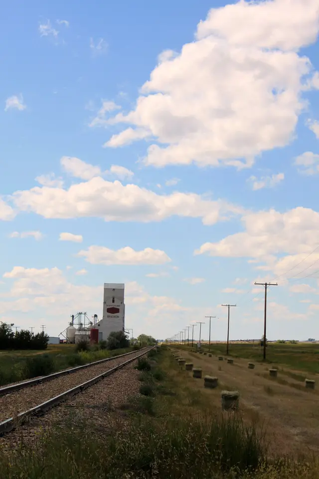 Grain elevator and railway tracks